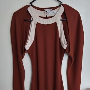 BRAND NEW Petite Studio NYC Clara Cotton Midi Dress in Caramel w/ shrug in XS